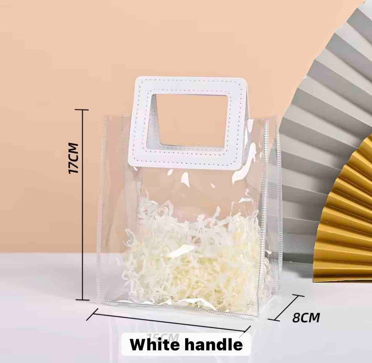 Small Size Leather Handle Soft PVC Gift Bag