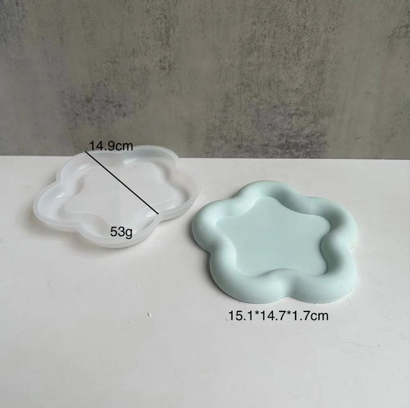 Concrete Flower Shape Tray Silicon Mold 0125