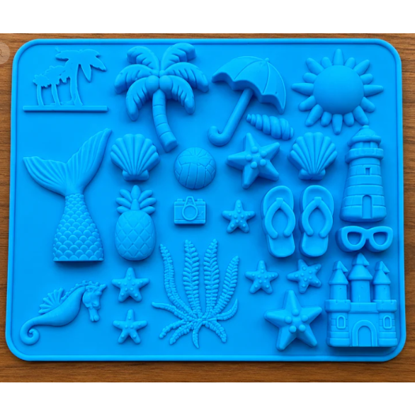 Beach Vacation Theme Silicone Mold | Summer & Ocean Craft Mould |0139