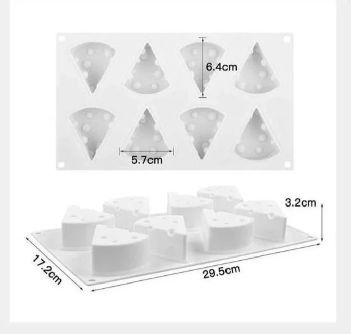 3D 8 Cavity Cheese Shape Muffin Molds Entremet Cake Mold Mousse Mold 0140