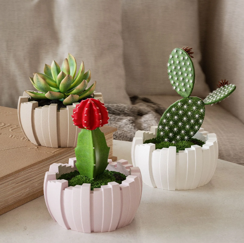 Concrete Irregular vertical stripe storage bowl 0126
