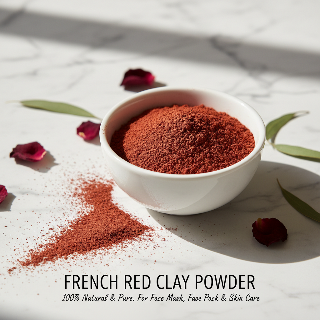 French Red Clay Powder for Face Mask, Face Pack & Skin Care, Use for cosmetic, 100% Natural & Pure