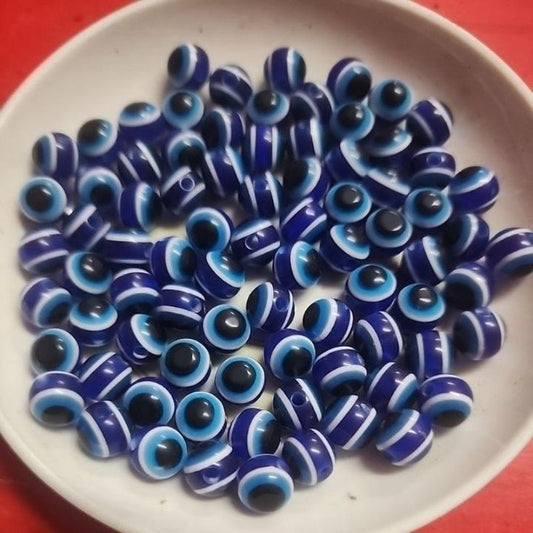 EVIL EYE BEADS 6MM 100 BEADS