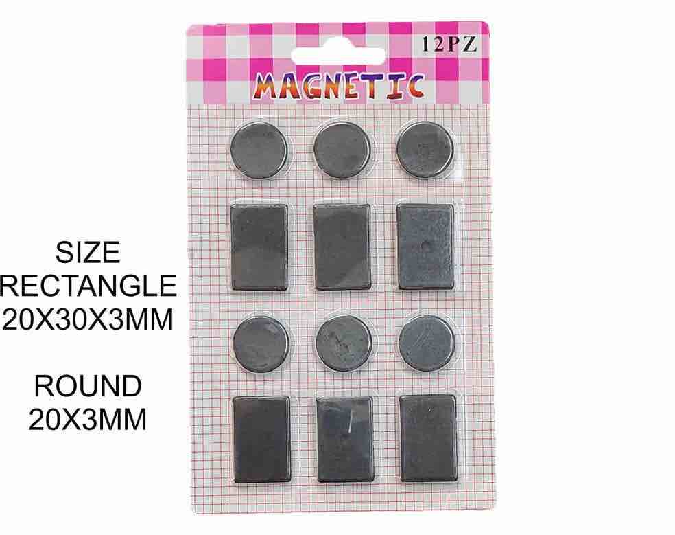 12 Pcs Magnet Set(6 Round+6 Rectangle)