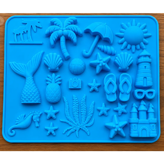 Beach Vacation Theme Silicone Mold | Summer & Ocean Craft Mould |0139
