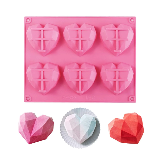 6 Cavity Heart Shaped 3D Silicon Mold Valentine (35 To 47 GM APPOX) 0143