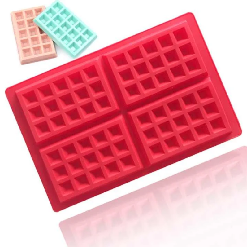 4 square waffle silicone cake mold 0150