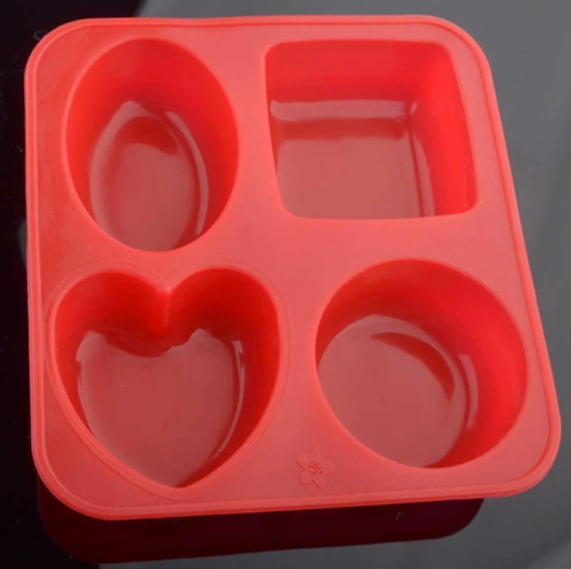 4 in one mix Silicone Circle, Square, Oval and Heart Shape Soap Cake Making Mould 0153