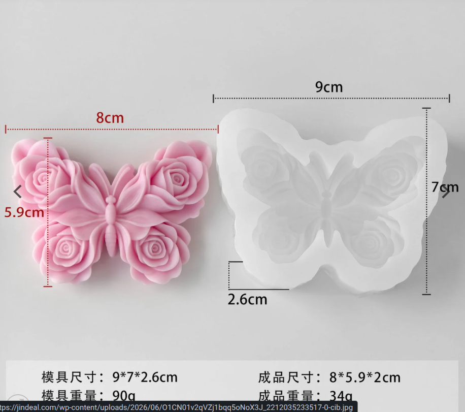 Rose Flower Butterfly Scented Candle Mold DIY Handmade Soap Butterfly Scented Plaster Mold 0154