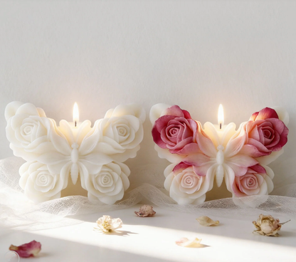 Rose Flower Butterfly Scented Candle Mold DIY Handmade Soap Butterfly Scented Plaster Mold 0154