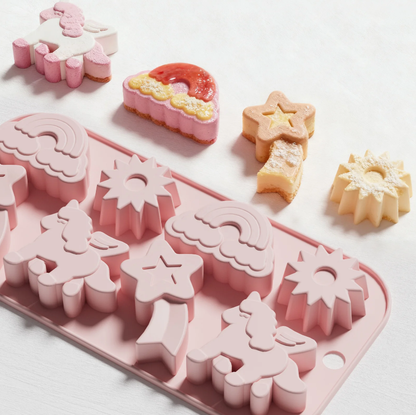 8 Cavity Rainbow Meteor Unicorn Sun Shape Silicone Mold 0158