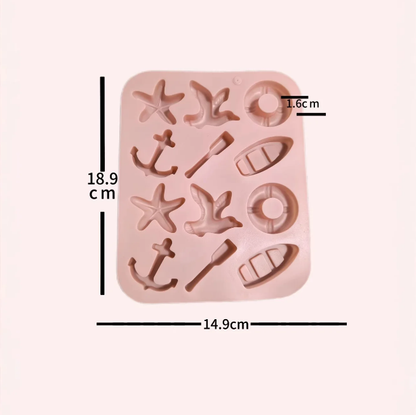 12 Cavity Nautical Themes Such as Seagulls, Ships, and Starfish, Silicon Mold 0159
