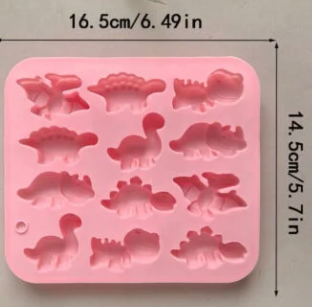 12 Cavity Square Dinosaur Chocolate Silicone Mold 0133