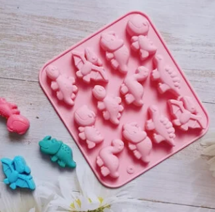 12 Cavity Square Dinosaur Chocolate Silicone Mold 0133