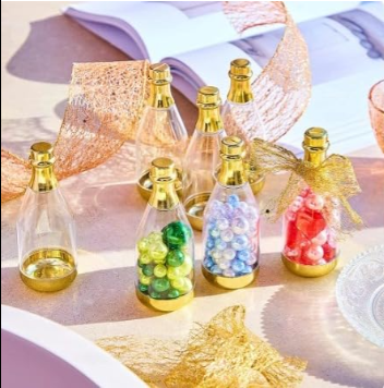 Small Size Golden Acrylic Box Champagne Design Plastic Storage Bottles (11.5 cm) | Perfect for Return Gifts, Chocolates, Dry Fruits & Invitations baatli,batli,chandi