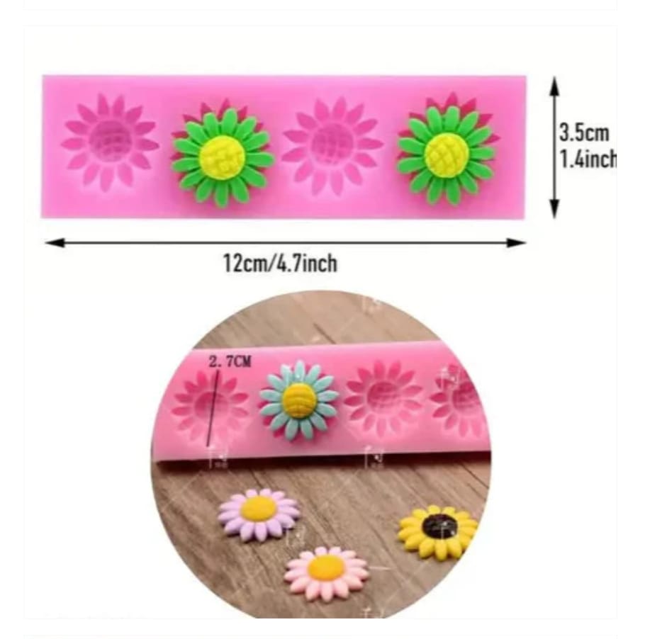 4 Cavity Sunflower Mould 0035