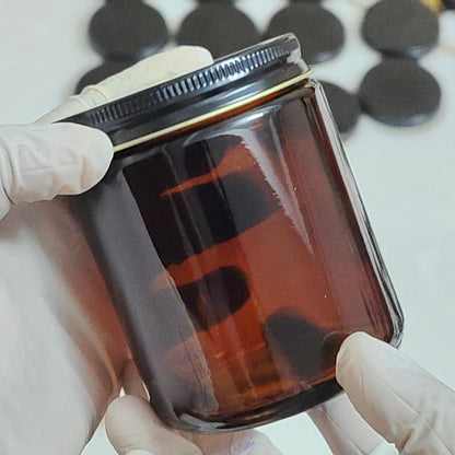 AMBER GLASS JAR 200ML 12PCS